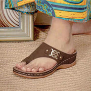 Women's large size wedge heel flip flop sandals, view 5 - MRSLM