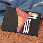 genuine leather business travel passport cover, view 3 - MRSLM