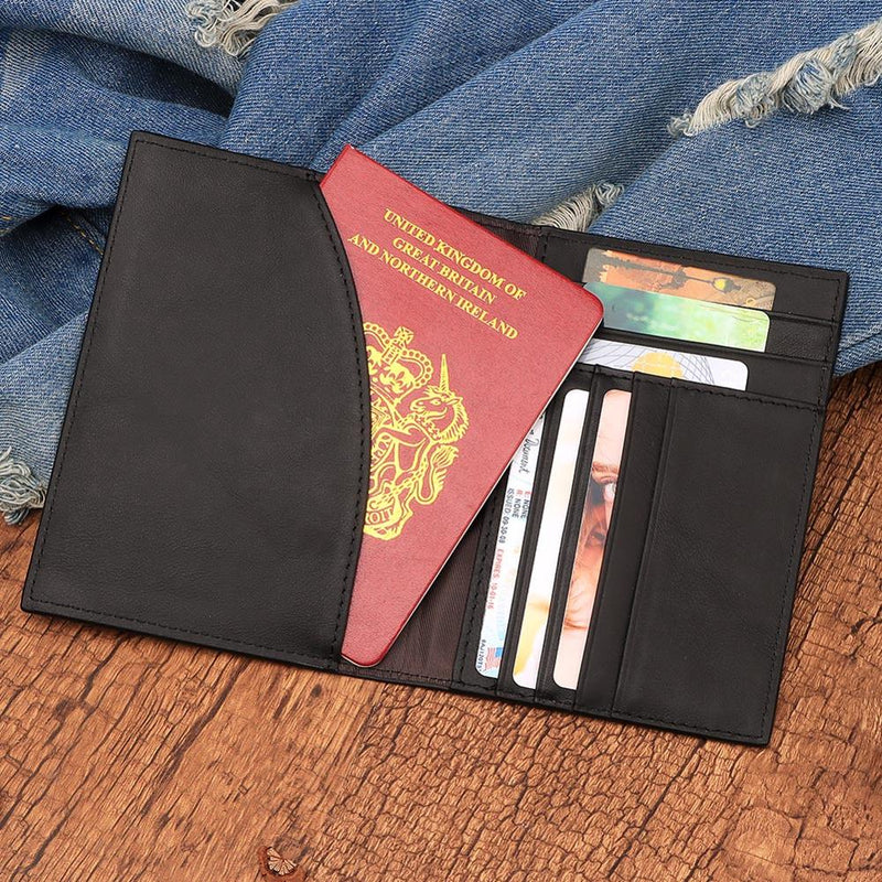 genuine leather business travel passport cover, view 3 - MRSLM