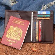 genuine leather business travel passport cover, view 4 - MRSLM