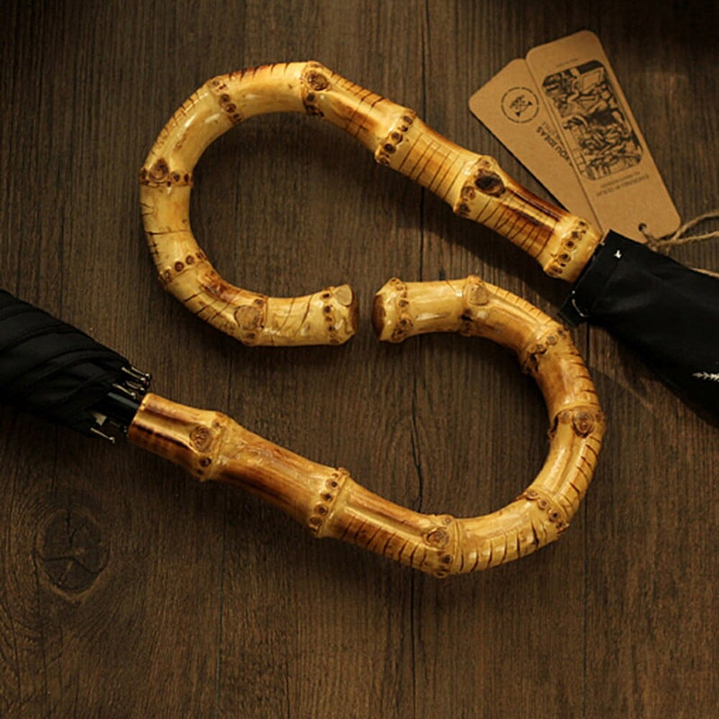 Bamboo long handle umbrella, view 5 - MRSLM