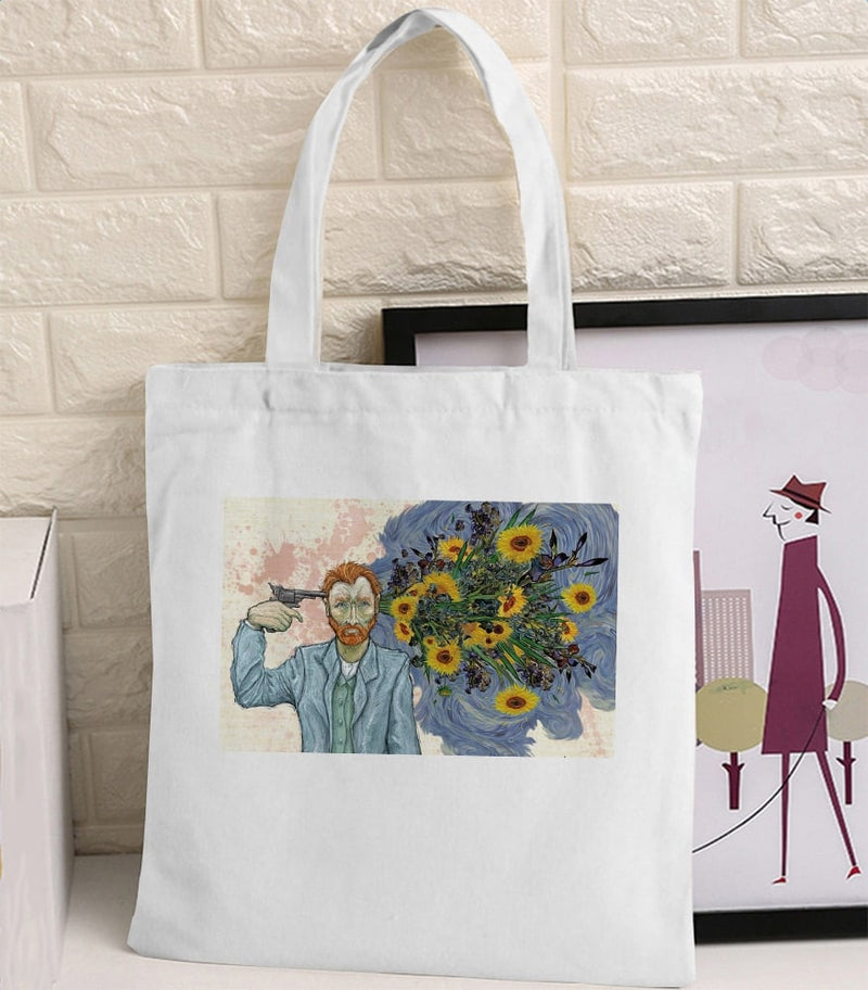 Van Gogh print canvas tote bag, view 4 - MRSLM