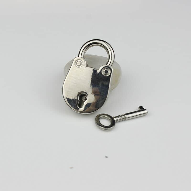 mini metal padlock with key, view 2 - MRSLM