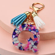 colorful resin letter key ring with tassel, view 18 - MRSLM