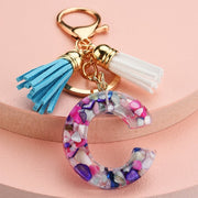 colorful resin letter key ring with tassel, view 25 - MRSLM