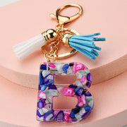 colorful resin letter key ring with tassel, view 26 - MRSLM