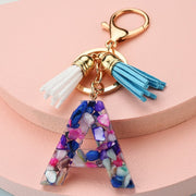 colorful resin letter key ring with tassel, view 27 - MRSLM