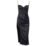 solid color split slim dress, view 2 - MRSLM
