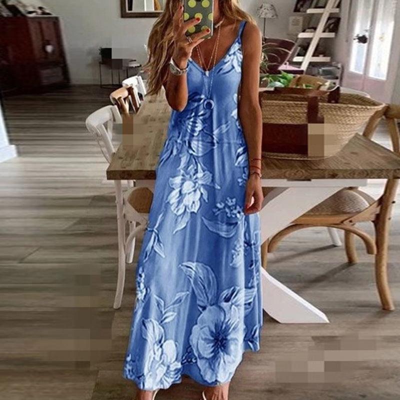 Slim long flower suspender dress, view 10 - MRSLM