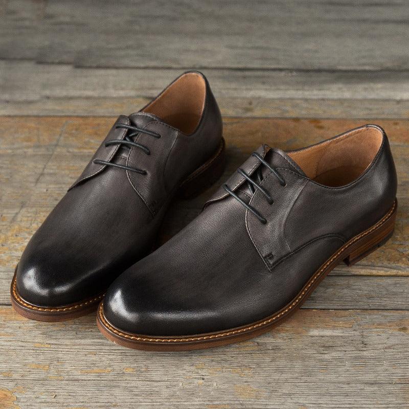 lace-up young men's cowhide leather shoes, view 4 - MRSLM