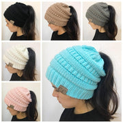 High bun ponytail cable knit beanie - MRSLM
