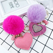 pompom keychain with heart charm, view 10 - MRSLM