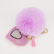 pompom keychain with heart charm - MRSLM