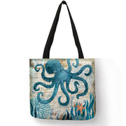 sea themed linen shoulder bag, view 7 - MRSLM