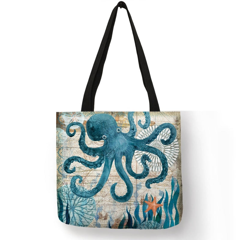 sea themed linen shoulder bag, view 7 - MRSLM