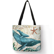 sea themed linen shoulder bag, view 8 - MRSLM