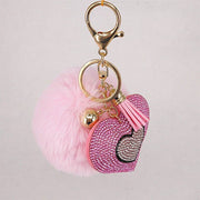 pompom keychain with heart charm, view 2 - MRSLM