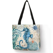 sea themed linen shoulder bag, view 2 - MRSLM