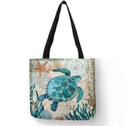 sea themed linen shoulder bag, view 3 - MRSLM