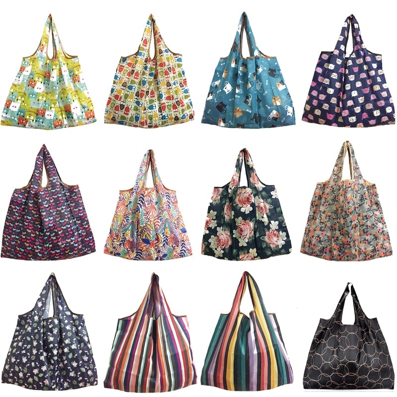 large folding patterned shopping bag, view 14 - MRSLM