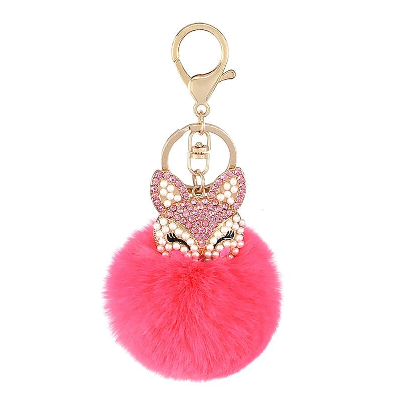 fox fur ball keychain, view 6 - MRSLM