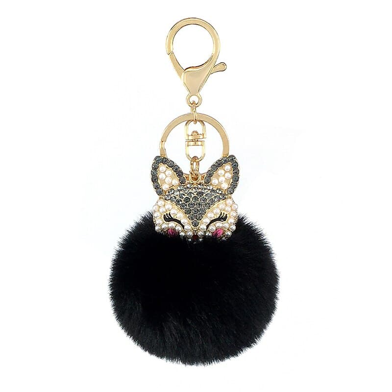 fox fur ball keychain, view 12 - MRSLM