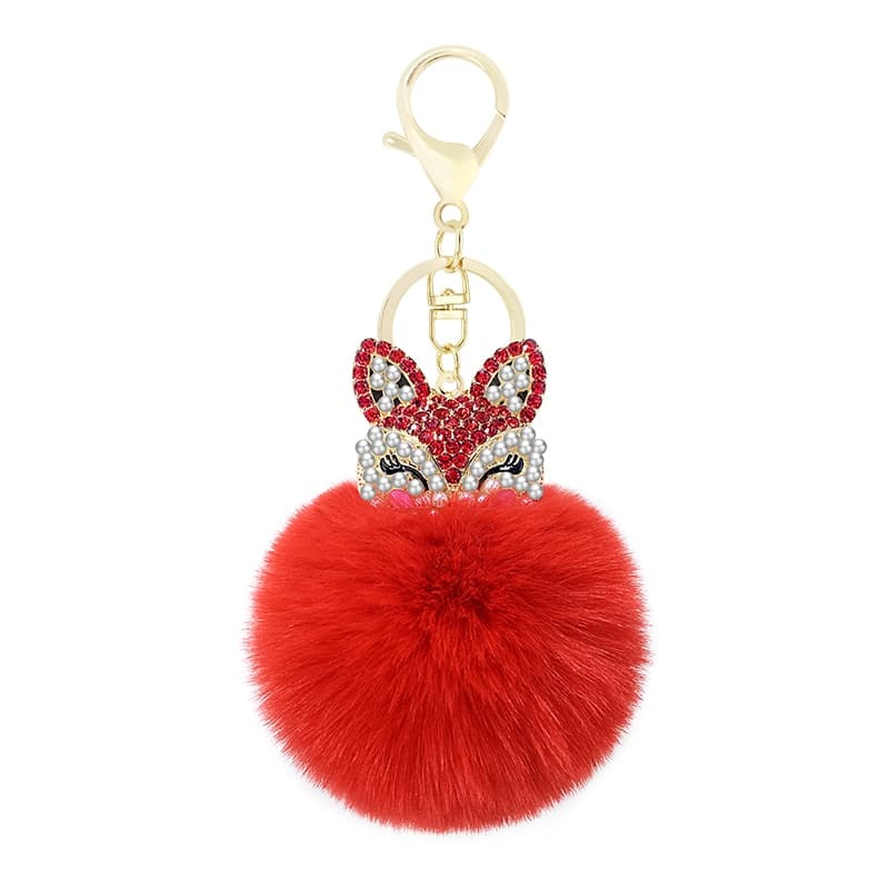 fox fur ball keychain, view 14 - MRSLM