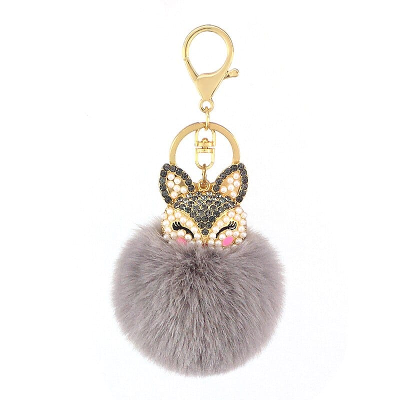 fox fur ball keychain, view 19 - MRSLM