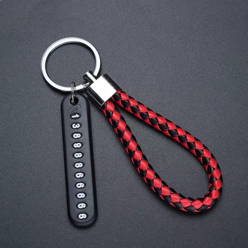 Braided Phone Number Key Chain