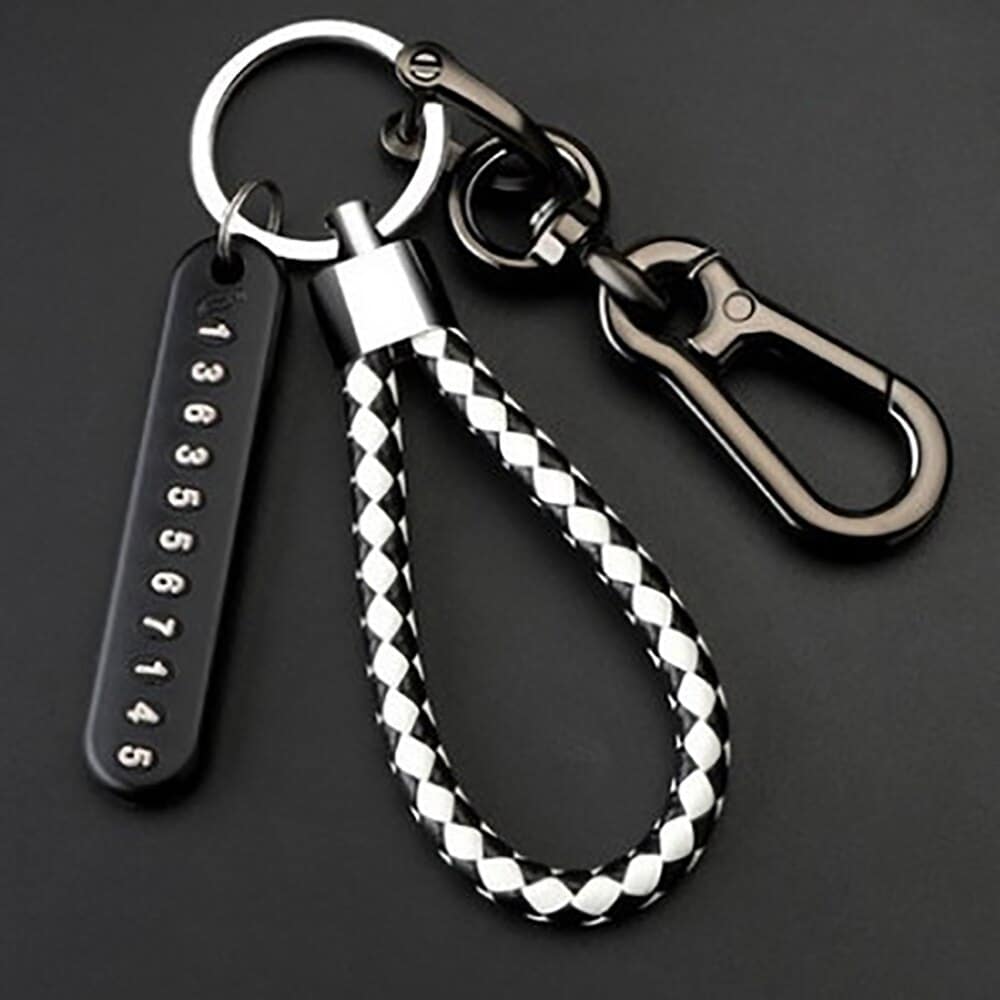 Braided Phone Number Key Chain