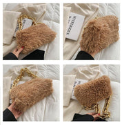 fluffy plush chain shoulder bag, view 7 - MRSLM