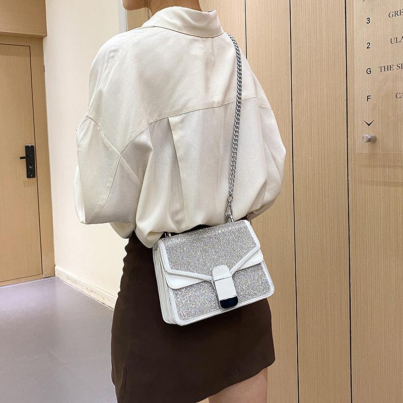 diamond chain small square shoulder bag, view 2 - MRSLM