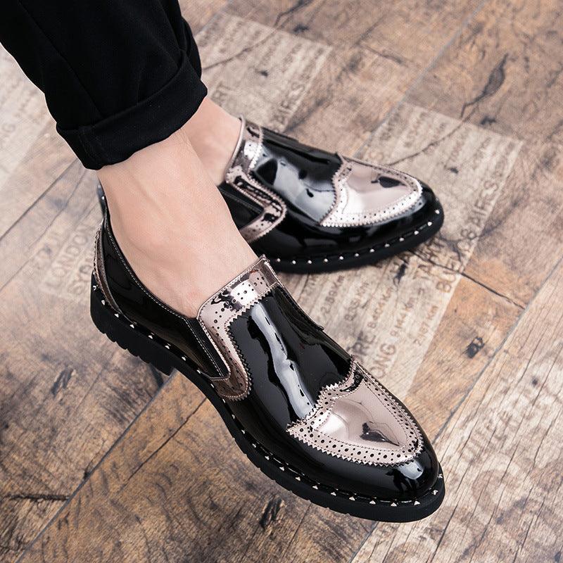 Men's casual bright PU leather shoes, view 6 - MRSLM