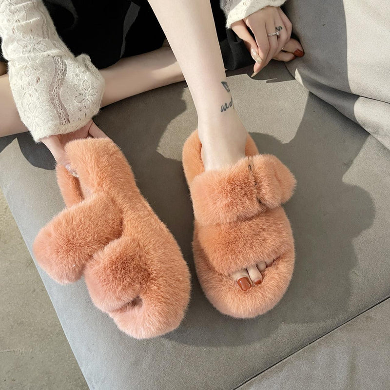 Women's thick-soled plush slippers, view 2 - MRSLM