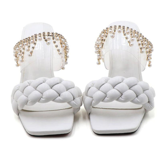 chunky woven one-strap high-heeled sandals, view 3 - MRSLM