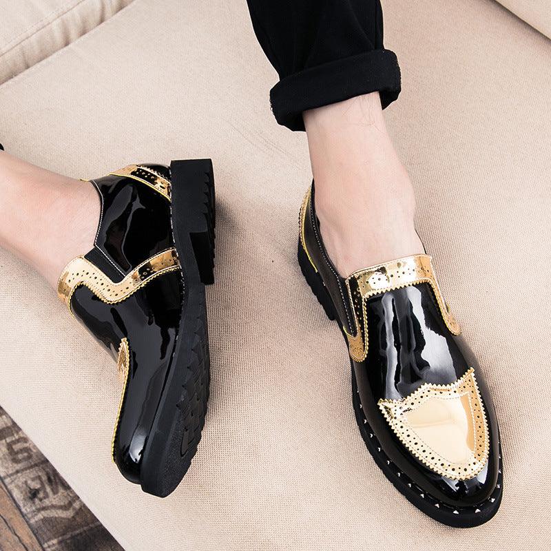 Men's casual bright PU leather shoes, view 5 - MRSLM