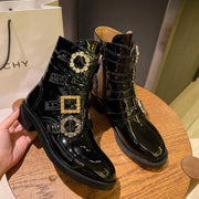 British style buckle flat boots, view 2 - MRSLM