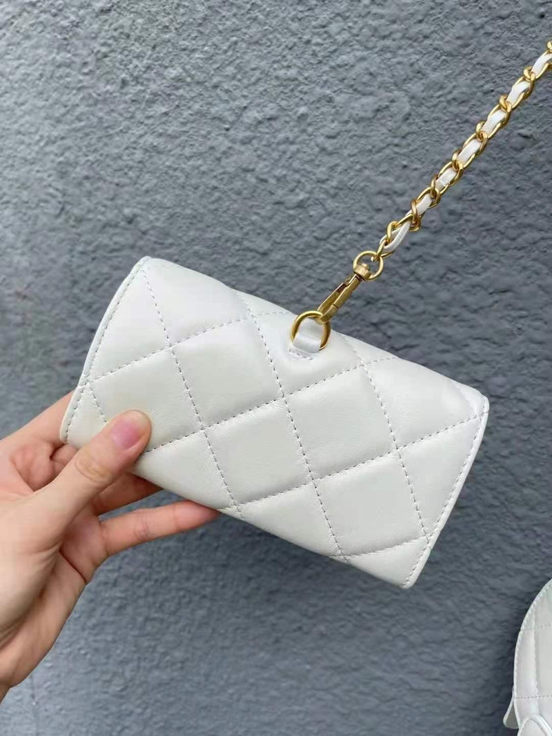 cowhide diamond chain square bag, view 6 - MRSLM