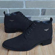 Men's pointed toe microfiber leather short boots, view 9 - MRSLM