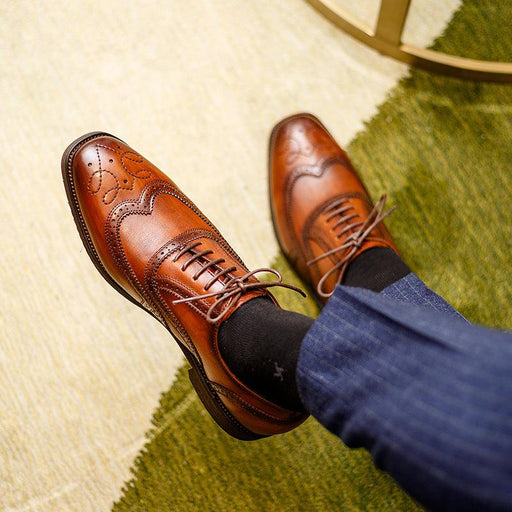 Men's carved brogue Oxford leather shoes - MRSLM