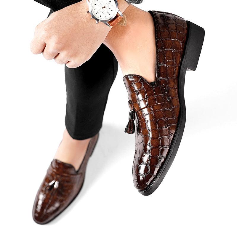 Men's vintage pointed toe snake pattern shoes, view 5 - MRSLM
