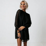 Bubble long sleeve chiffon midi dress, view 6 - MRSLM