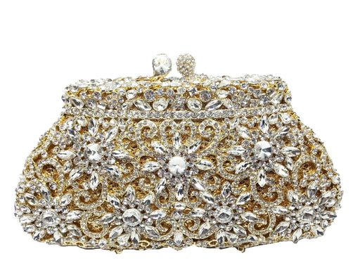 shell metal diamond evening bag, view 5 - MRSLM