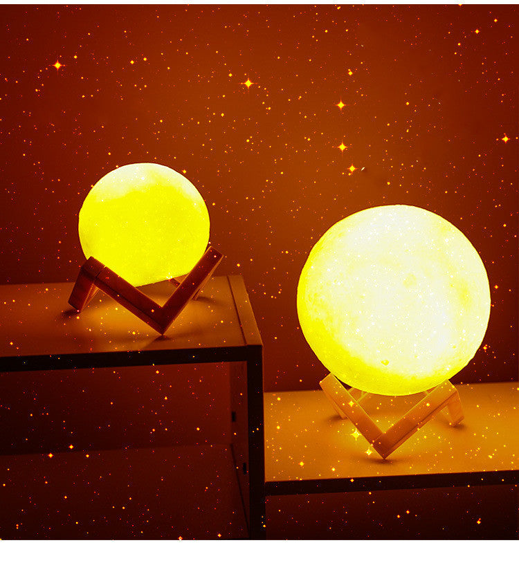 3D Print Rechargeable Moon Lamp LED Night Light Creative Touch Switch Moon Light For Bedroom Decoration Birthday Gift