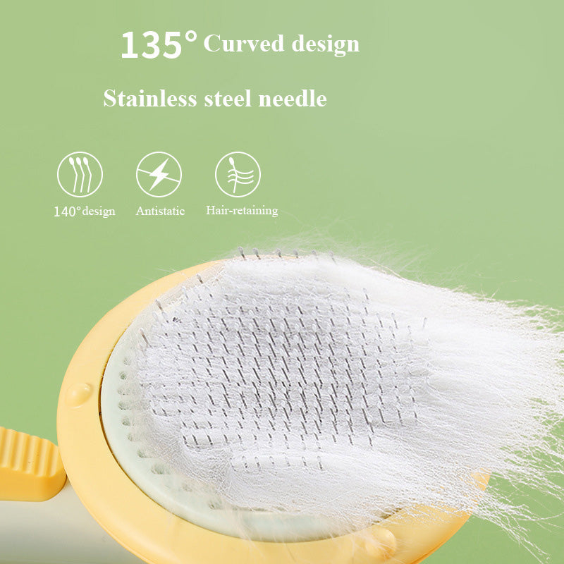 Pet Cat Brush Hand-held Self-cleaning Grooming Comb