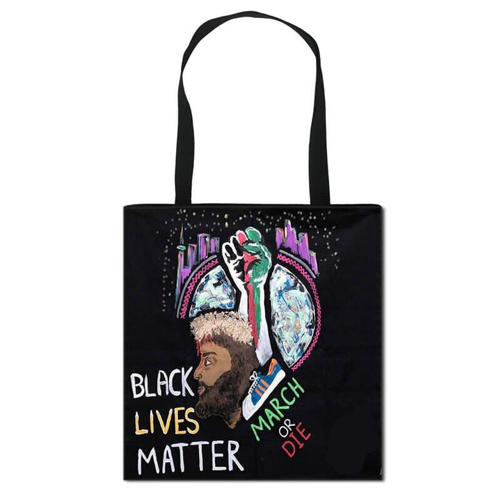 Black Lives Matter Printed Canvas Shoulder Bag