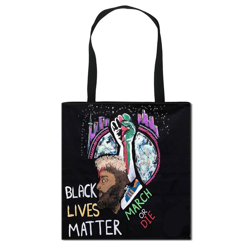printed canvas shoulder bag, view 6 - MRSLM