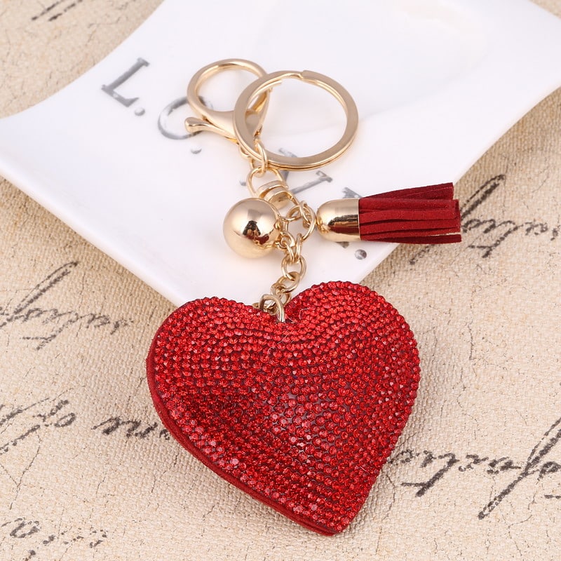 Heart Shaped Keychain with Crystals