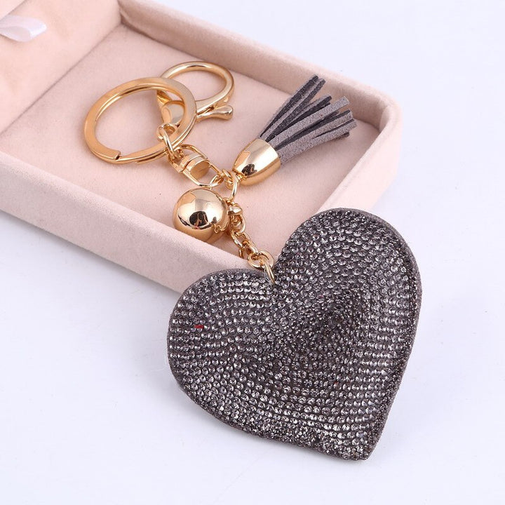 Heart Shaped Keychain with Crystals