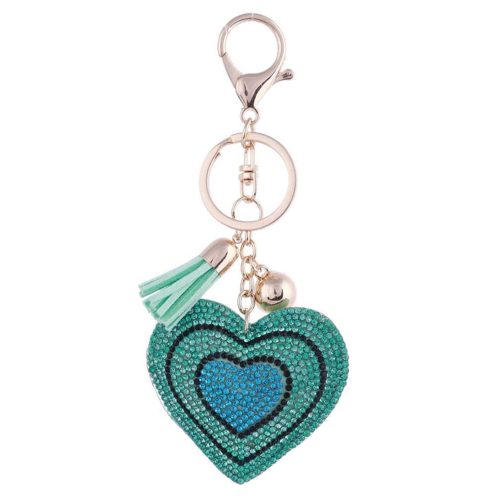 Heart Shaped Keychain with Crystals